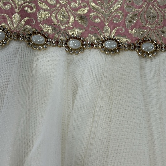 American Princess Pearls and Tulle Sparkle Fancy Dress Size 7 Pink/Cream/Gold - Picture 4 of 15